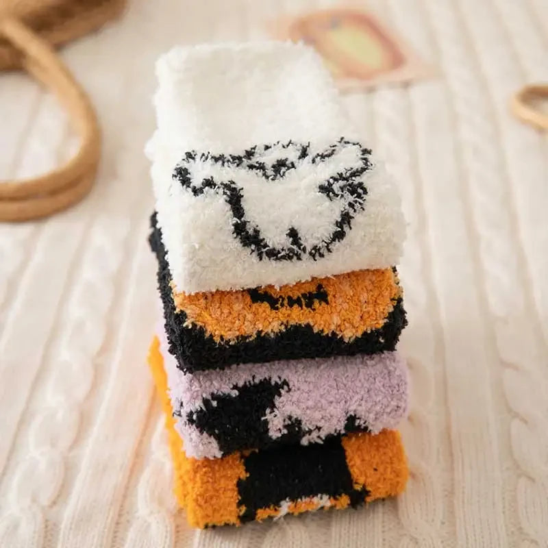 Thick Warm Coral Velvet Halloween Floor Socks