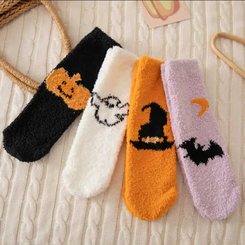 Thick Warm Coral Velvet Halloween Floor Socks