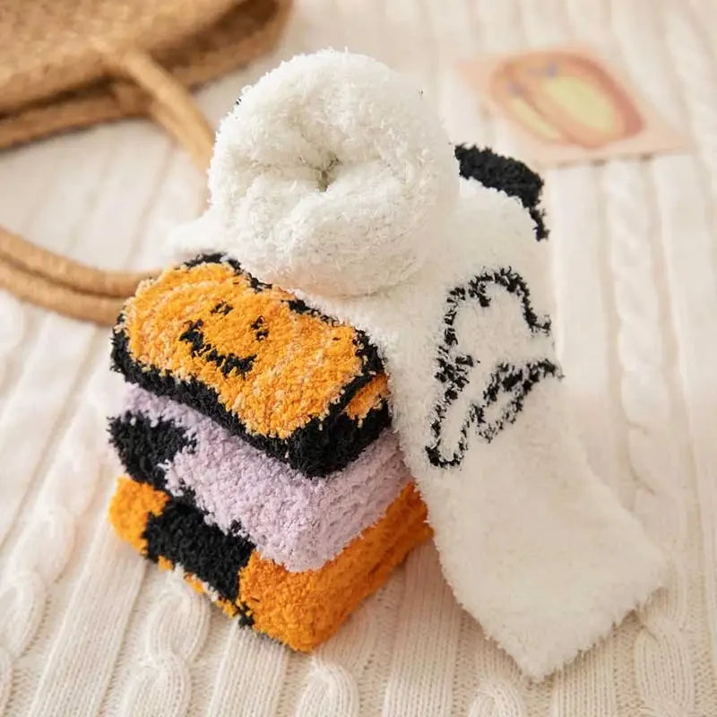 Thick Warm Coral Velvet Halloween Floor Socks