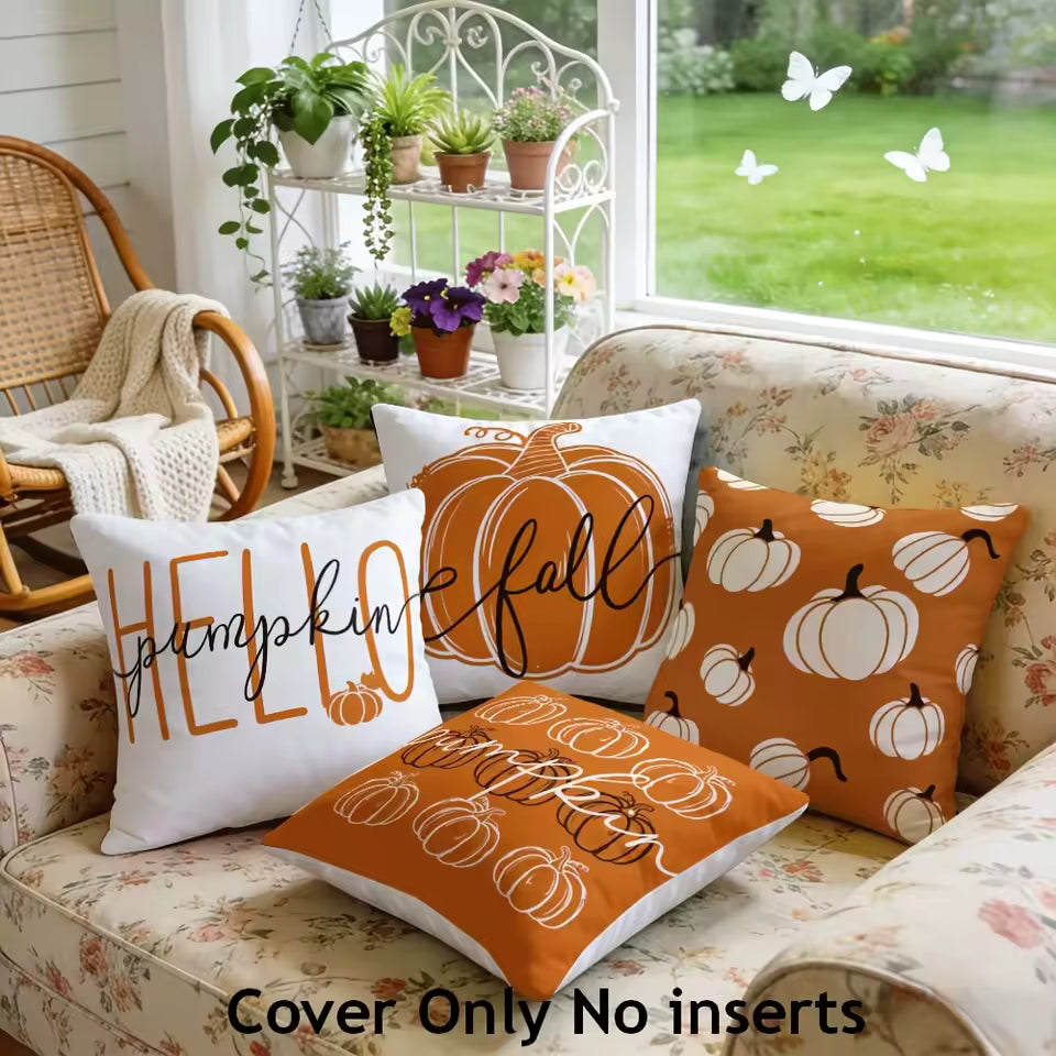 Vintage Fall Pumpkin Pillow Cover